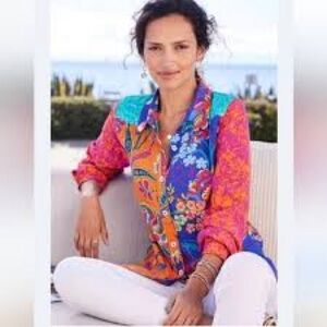 Soft Surroundings Hermosa Tunic Top | Boho Patchwork | Size M